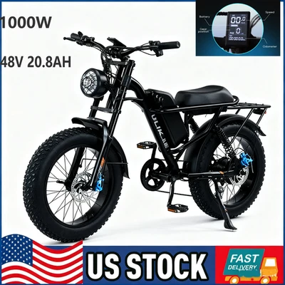 Bicicleta elétrica de montanha Ebike 20*4" pneu gordo para adultos 1000W 48V 20.8AH 30MPH - Imagem 1 de 4
