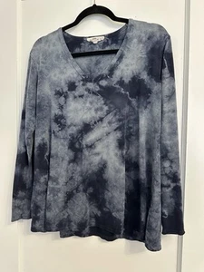 Johnny Was Calme Blue Tie Dye Stretch Soft Long Sleeve Pullover Top Medium - Picture 1 of 10