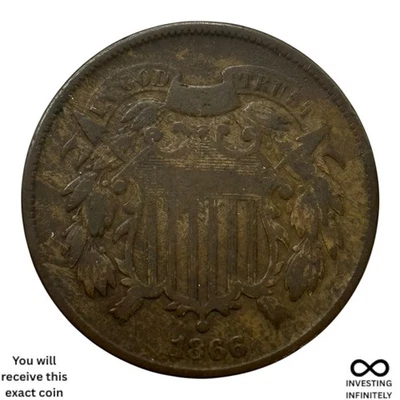 1866 2 Cent Piece X-1378 - Image 1 of 3