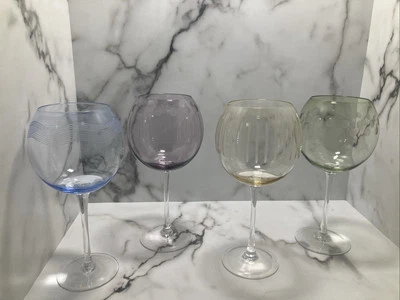 Mikasa Cheers Balloon Wine Glasses Goblets Etched Large Set of 4 - Image 1 of 4