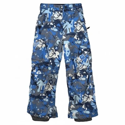 Burton Snowboard Pants Youth Small Blue Graphic Print Cartoon Insulated Winter - Image 1 of 4
