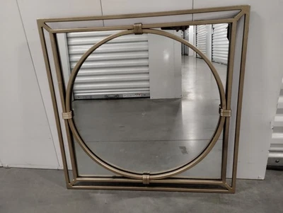 Large Circle in Square Wall Mirror Gold Bulls Eye Classic Minimalist 27.5 X 27.5 - Image 1 of 4