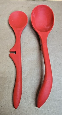 Lot of (2) Rachael Ray Lazy Utensils; Ladle & Spoon; Red - Image 1 of 3