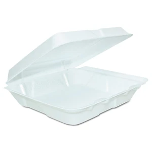 Contenedor con bisagras de espuma Dart 80HT1R Sm, 8 pulgadas (caja de 200), blanco - Imagen 1 de 12