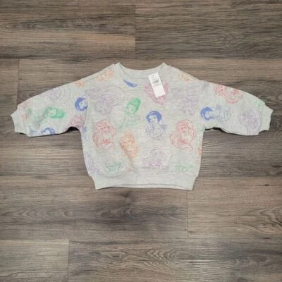 Sudadera Disney Princesa Estampado Completo Gris Algodón Niños Informal 12-18M Nueva con Etiquetas Foto 1 de 4