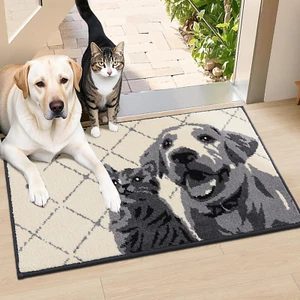 -Door-Mat 20"X32" Non Slip Entryway Rug Washable Absorbent Welcome Mat Funny Dog - Picture 1 of 12