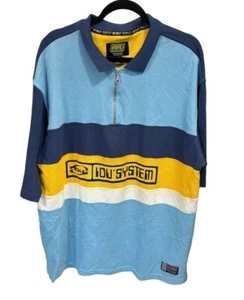 Vintage IOU Tech Men’s Oversized Color Block Polo Shirt Size XL 90’s Y2K - Picture 1 of 5