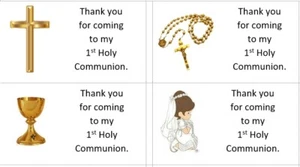 40 Personalizados ORO/NIÑA 1a Comunión/etiqueta/pegatinas/fiesta/pastel/dulce/bolso - Imagen 1 de 1