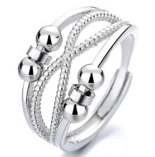 Middle Infinity Adjustable Anxiety Rings Silver Stress Relief Spin Fidget Ring