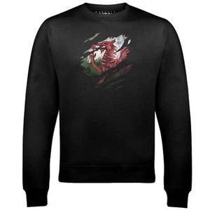 Torn Wales Flag Sweatshirt Funny country Welsh retro fashion cool sport pride - Picture 1 of 1