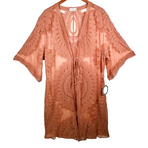 Boho Festival Crochet Lace Kimono Bell Sleeve Long Maxi Duster Robe - Picture 1 of 9