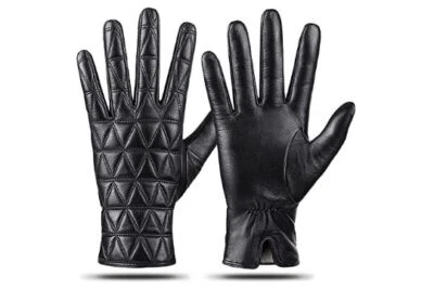 LADIES WOMENS BLACK LEATHER GLOVES CASMERE LINED TOUCHSCREEN TEXTING DRIVING