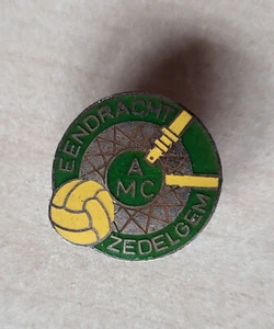 Vintage enamel AMC Motorcycle Club Zedelgem Belgium buttonhole lapel badge - Picture 1 of 3