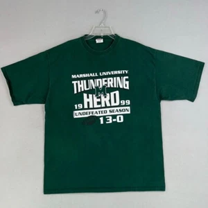 Vintage Marshall Shirt Mens XL Green Thundering Herd 1999 13-0 Champs University - Picture 1 of 13