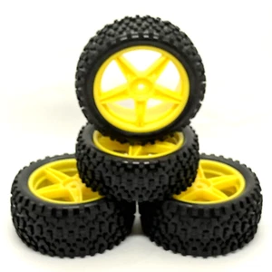 RC Car 1/10  Buggy / Truck wheels 12mm Hex fitting Yellow 5 Spoke  Front & Rear - Picture 1 of 4
