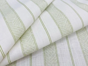 Palmette Timeless Versatile Printed Linen Fabric- Sullivan Stripe / Lettuce 4 yd - Picture 1 of 3
