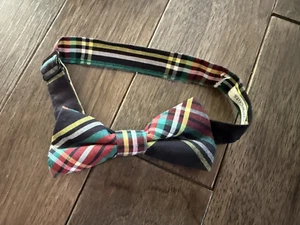 Boy's CREWCUTS Black Red Green Yellow White Plaid Bow Tie Adjustable - Picture 1 of 3