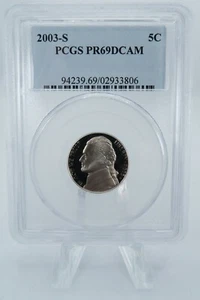 2003-S PCGS PR69DCAM Jefferson Nickel Proof 5C - Picture 1 of 2
