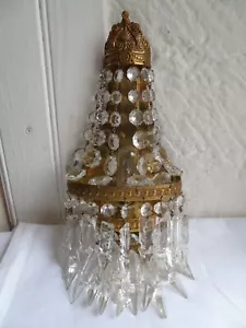 French 1 of gorgeous wall light bronze brass crystals pretty decoration vintage - Picture 1 of 14
