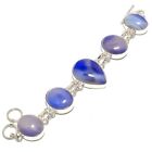 Agate Gemstone Chain Bracelet Handcrafted Silver Plated Unique Gift Jewelry 7.5"