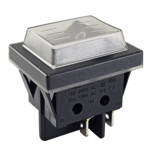 Interruttore a bilanciere On/Off 4 pin 16A 250~ a scatto, con coperchio impermeabile, nero - Foto 1 di 6