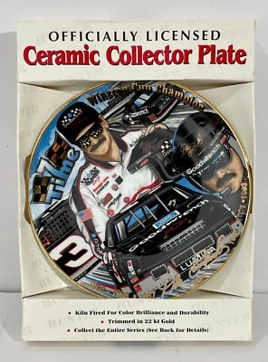 Placa de coleccionista de cerámica con licencia con borde de oro 22K Dale Earnhardt - 7x NASCAR Champ Foto 1 de 4