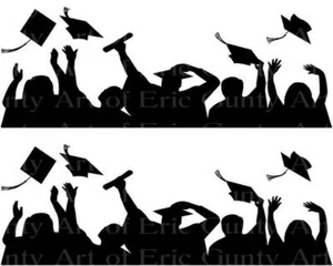 Black Graduation Party ~ Edible 2D Fondant Cake 2 Strip Side Topper ~ D22492 * - Picture 1 of 1