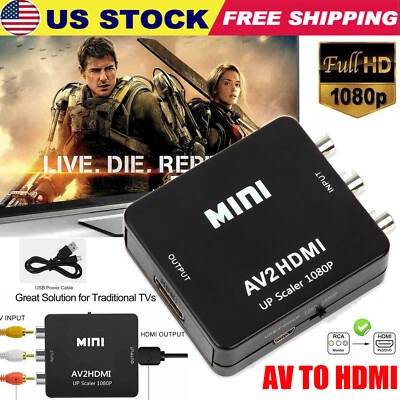 MINI RCA AV to HDMI Converter Adapter For Gamecube Nintendo Sega Genes NES SNES - Image 1 of 4