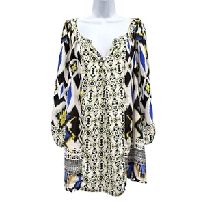 Fig and Flower Chiffon Blouse Peasant Boho Geo Aztec Print Multicolor Size 3X - Picture 1 of 10