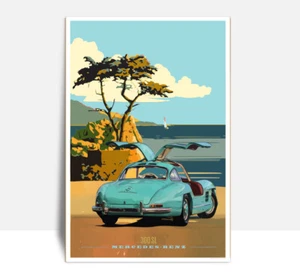 "Póster Mercedes 300SL ala de gaviota en 17 millas impresión en aluminio 36""x 24" - Imagen 1 de 2