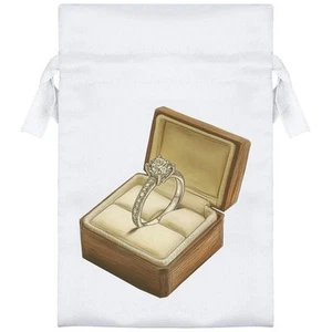 'Diamond Engagement Ring in Ring Box' Satin Drawstring Bag/Pouch (SB052193) - Picture 1 of 25