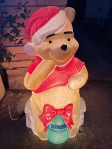 Disney Winnie The Pooh 33” Christmas Blow Mold Santa’s Best Honey Pot Vintage - Picture 1 of 7