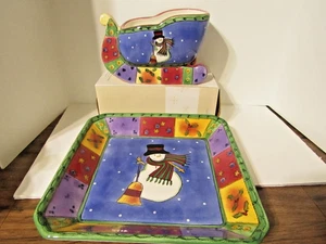 SANGO by Sue Zipkin Sweet Shoppe Weihnachten SERVIERPLATTE & SCHLITTENFÖRMIGE SCHALE - Bild 1 von 12