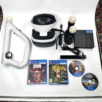 Sony PlayStation VR 1st Gen Headset PS4 PSVR bundle + Controllers gun Moss Doom  - Image 1 of 4