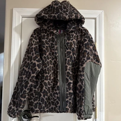 Jaqueta com capuz Urban Outfitters feminina pequena de lã com zíper completo nova com etiquetas Msrp $99 estampa - Imagem 1 de 4