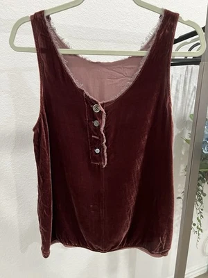 Top Raquel Allegra Mezcla Seda Terciopelo Borgoña Talla 0 (artículo A10) Foto 1 de 4