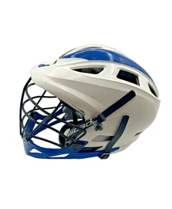 Cascade Pro7 Lacrosse Helmet OSFM white And Blue with Chinstrap - Picture 1 of 12