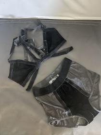 For Love & Lemons Skivvies Black Velvet Bra And Brief Set Sz Xtra Small