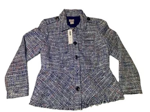 Chico's Größe 0P Mehrfarbig Tweed Schößchen Jacke Blazer Neu mit Etikett - Bild 1 von 11
