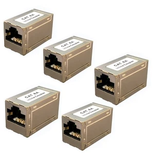 5Pcs CAT6A Shielded RJ45 Ethernet Inline Joiner Adapter Cable Extender Coupler m - Afbeelding 1 van 3