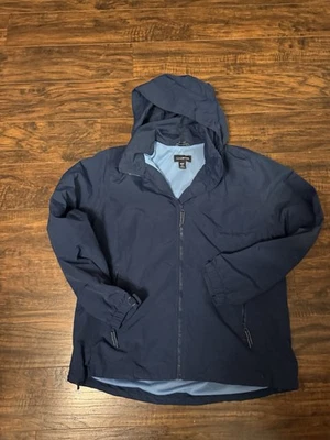 Lands' End Women's Wind Breaker Rain Jacket Hooded Navy Size M/P 10-12 - Image 1 of 4