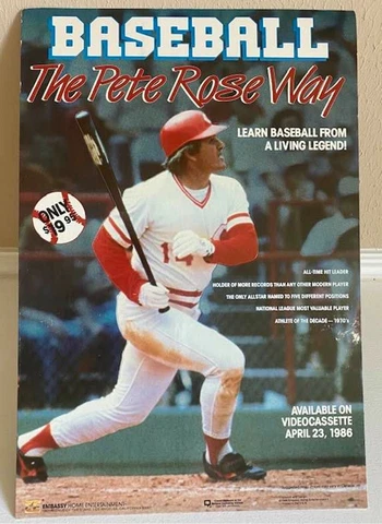 BASEBALL THE PETE ROSE WAY VIDEO TAPE PROMOTIONAL DISPLAY ORIGINAL FROM 1986 Cover
