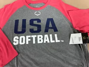 EvoShield USA Softball Long Sleeve Gray T-Shirt Fastpitch Size XL TG EG Unisex - Picture 1 of 3