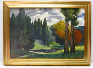 Rüdisüli, Schweizer Maler, Parklandschaft, Öl auf Leinwand ca. 1920 - Bild 1 von 7