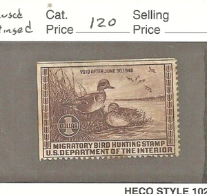 RW 6, Green Winged Teal,1940, unused , hinged removed, part og, cv$100 - Picture 1 of 2
