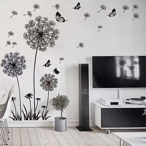 WandSticker4U®- XL Wandtattoo PUSTEBLUMEN Schwarz I Wandbild: 165x130 cm I  - Bild 1 von 8
