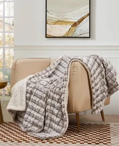 ROYAL LUXE REVERSIBLE MICROMINK A SHERPA TIRO 50 PULGADAS X60 EN MARRÓN CREMA - Imagen 1 de 2