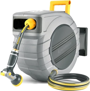 Retractable Garden Hose Reel 5/8 in X 100 Ft Upgraded UV Resistant Heavy Duty Au - Picture 1 of 9