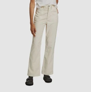$298 RE/DONE Women's Ivory 70s High-Rise Pocket Loose Flared Jeans Pants Size 26 - Picture 1 of 5