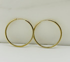 375 9ct Real Gold 24mm Round Sleeper Hoop Earring 1mm Thick Brand New